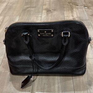 kate spade Black Pebbled Leather Satchel with Gold Hardware